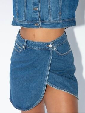 Oval Square Wrap Style ‘Final Skirt’, Denim Blue, sz M